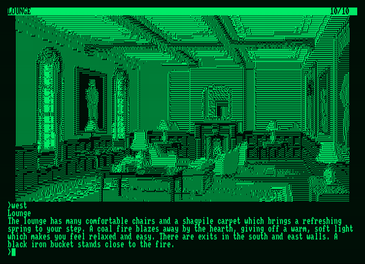 Guild of Thieves, The Amstrad PCW Screenshot: Exploring the lounge...