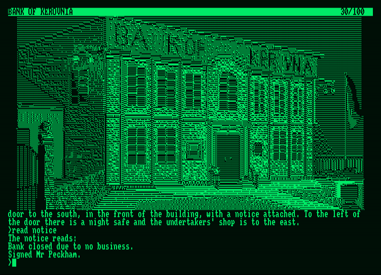 Guild of Thieves, The Amstrad PCW Screenshot: This bank is closed...