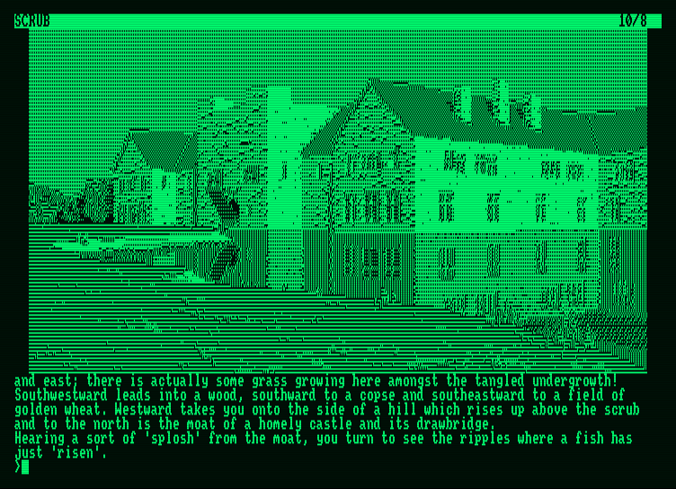 Guild of Thieves, The Amstrad PCW Screenshot: An interesting castle...maybe I should investigate...