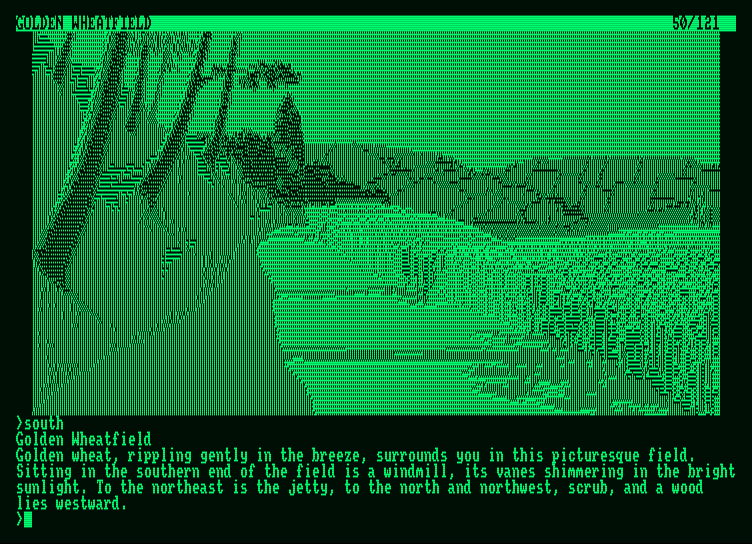 Guild of Thieves, The Amstrad PCW Screenshot: A wheatfield, very picturesque...
