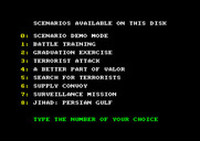 PHM Pegasus for Amstrad CPC - Scenario selection.
