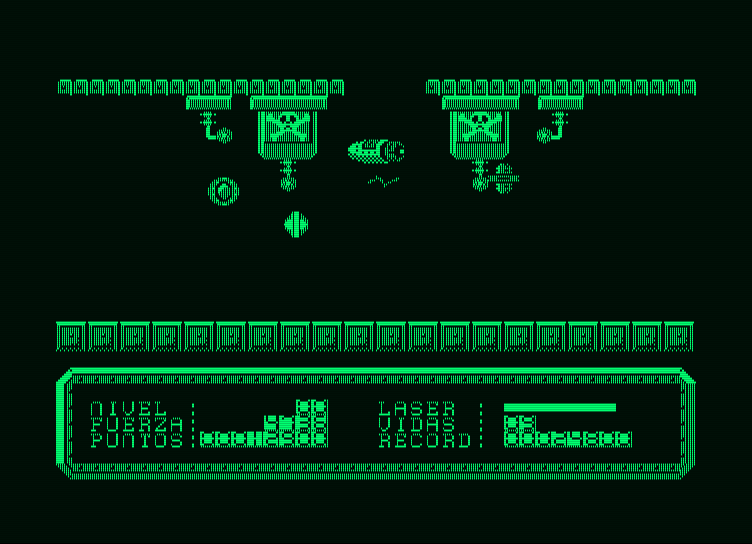 Last Mission, The Amstrad PCW Screenshot: Descending down to a new screen...