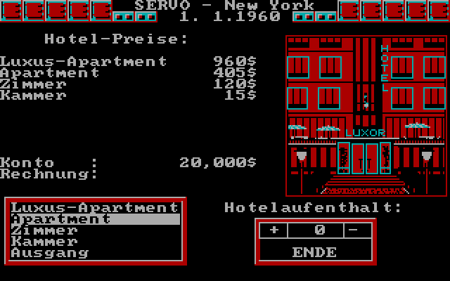 Yuppi's Revenge IBM PC/Compatibles Screenshot: At a hotel.