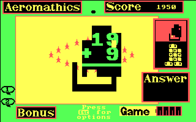 Aeromathics IBM PC/Compatibles Screenshot: Quick, type the answer to this math problem!