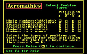 Aeromathics for IBM PC/Compatibles - You can select the types of problems you want the game to use.