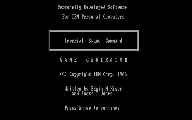 Imperial Space Command IBM PC/Compatibles Screenshot: Title screen.