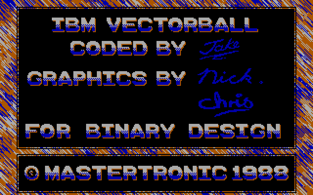 Vectorball IBM PC/Compatibles Screenshot: Game credits.