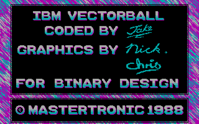 Vectorball IBM PC/Compatibles Screenshot: Game credits.