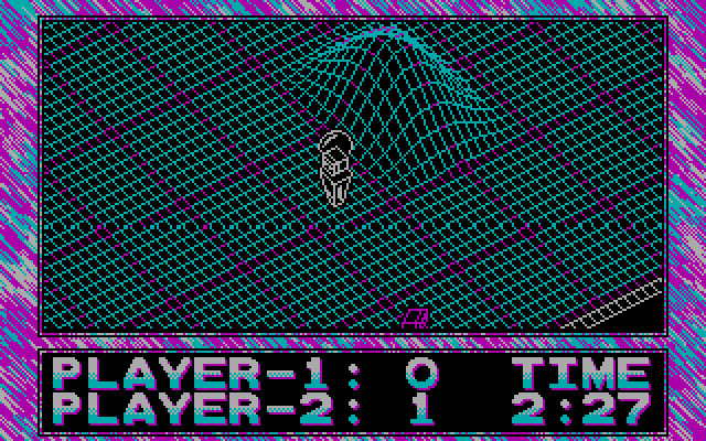 Vectorball IBM PC/Compatibles Screenshot: That hill in the middle can get in the way...