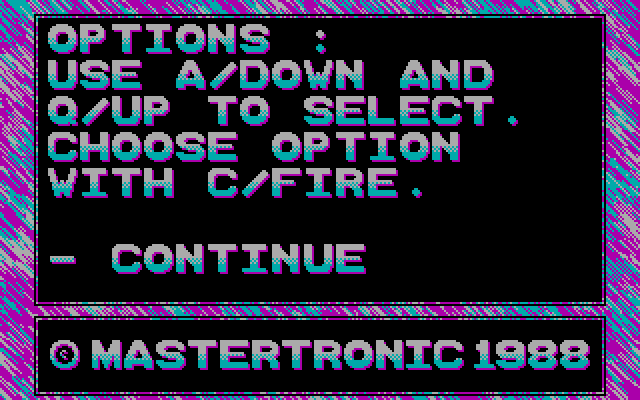 Vectorball IBM PC/Compatibles Screenshot: Game options.