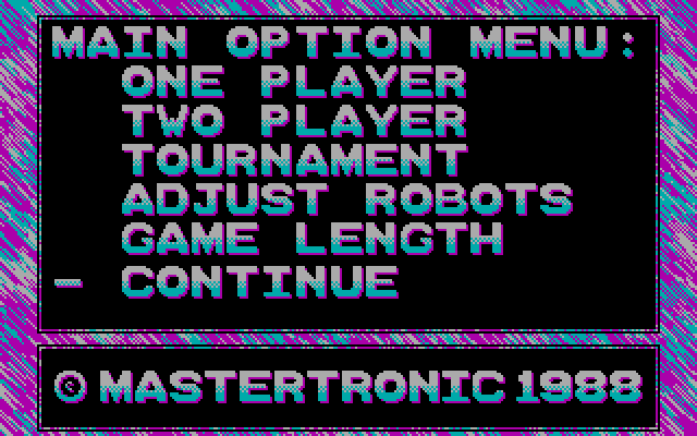 Vectorball IBM PC/Compatibles Screenshot: The main menu.