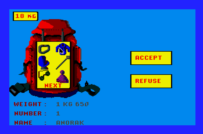 Final Assault Apple IIgs Screenshot: Preparing your backpack...