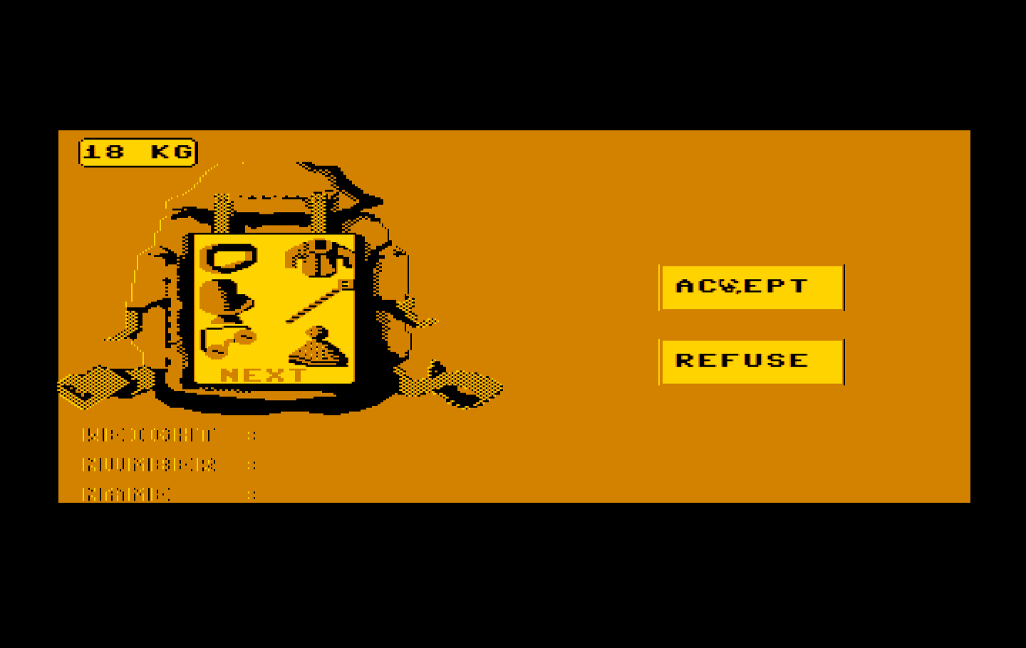 Final Assault IBM PC/Compatibles Screenshot: Accept this backpack setup?