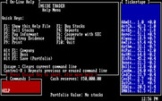 Inside Trader: The Authentic Stock Trading Game for IBM PC/Compatibles - The help screen.