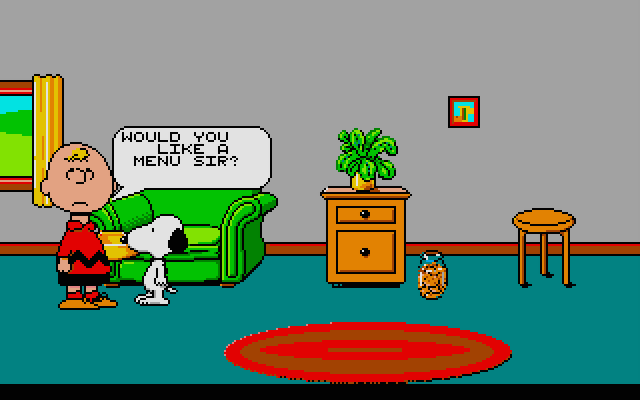 Snoopy: The Cool Computer Game Atari ST Screenshot: Would you like some food?