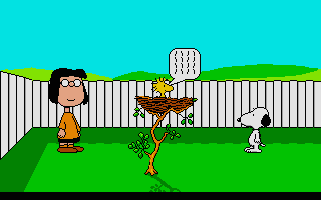 Snoopy: The Cool Computer Game Atari ST Screenshot: Starting out to the left, I meet a few characters.