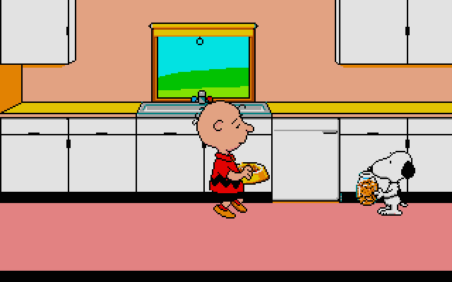 Snoopy: The Cool Computer Game Atari ST Screenshot: In the kitchen.
