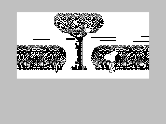 Snoopy: The Cool Computer Game ZX Spectrum Screenshot: An apple in the tree; can I reach that?