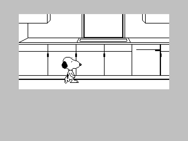 Snoopy: The Cool Computer Game ZX Spectrum Screenshot: Inside the kitchen.