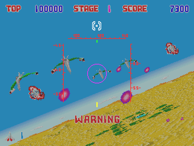 Lock-On Arcade Screenshot: Firing at opponents...
