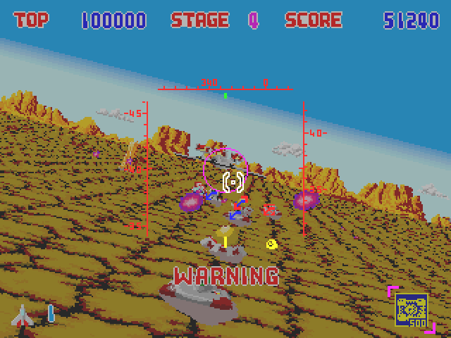 Lock-On Arcade Screenshot: Warning, I'm under attack!