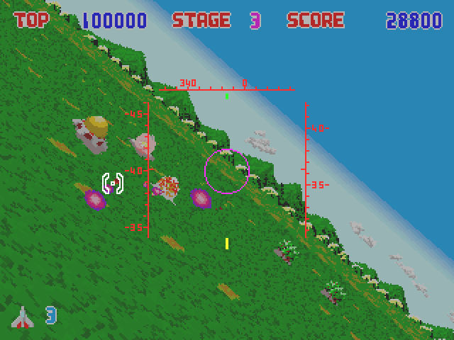 Lock-On Arcade Screenshot: Entering a lush forest zone.