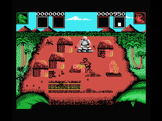 AAARGH! MSX Screenshot: Destroying some buildings...