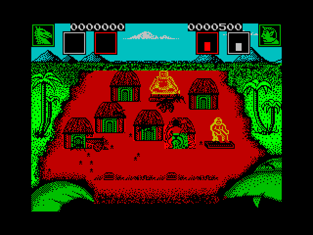 AAARGH! ZX Spectrum Screenshot: Destroying buildings...