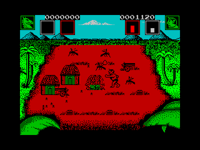 AAARGH! ZX Spectrum Screenshot: This village is almost completely leveled!