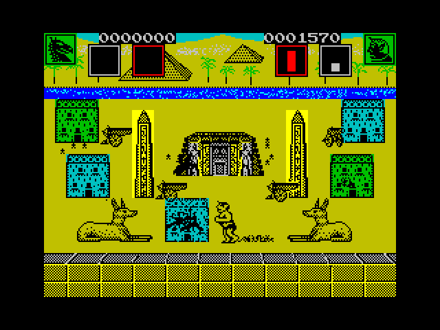 AAARGH! ZX Spectrum Screenshot: Smashing buildings in Egypt.