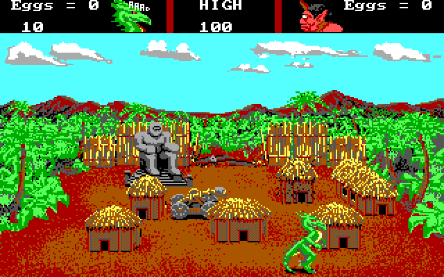 AAARGH! IBM PC/Compatibles Screenshot: A large lizard arrives in a small town...