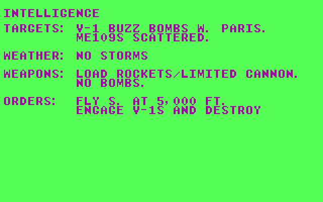 Ace of Aces IBM PC/Compatibles Screenshot: Intelligence report.