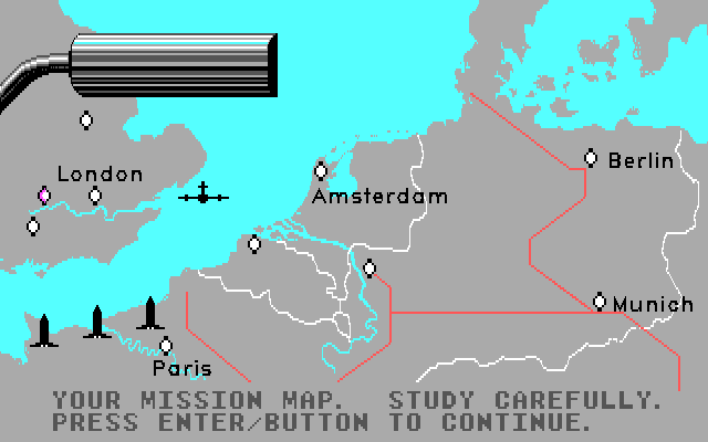Ace of Aces IBM PC/Compatibles Screenshot: Mission map.