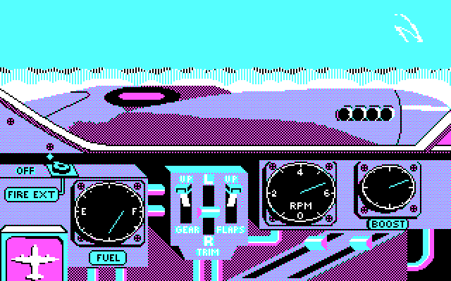 Ace of Aces IBM PC/Compatibles Screenshot: Looking out the side of the plane.