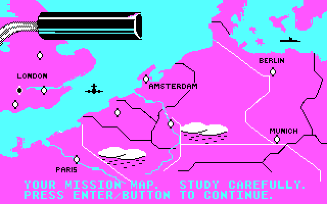 Ace of Aces IBM PC/Compatibles Screenshot: Mission map.