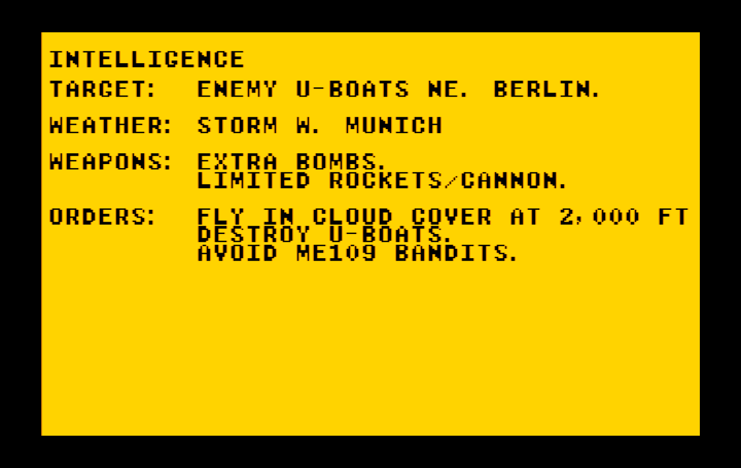 Ace of Aces IBM PC/Compatibles Screenshot: Intelligence overview.