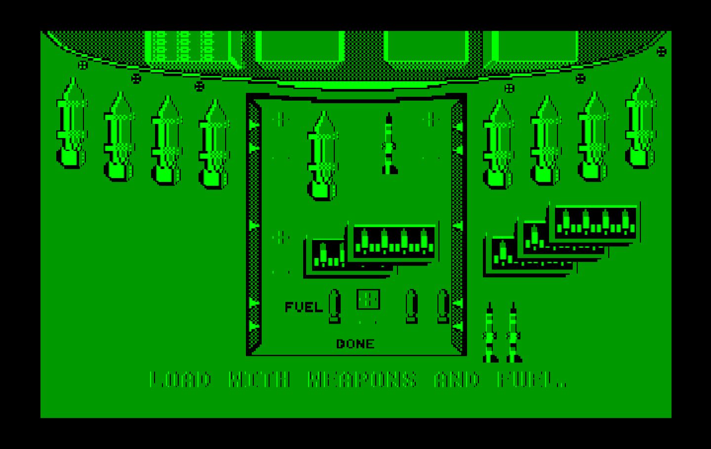 Ace of Aces IBM PC/Compatibles Screenshot: First load up some weapons and fuel.