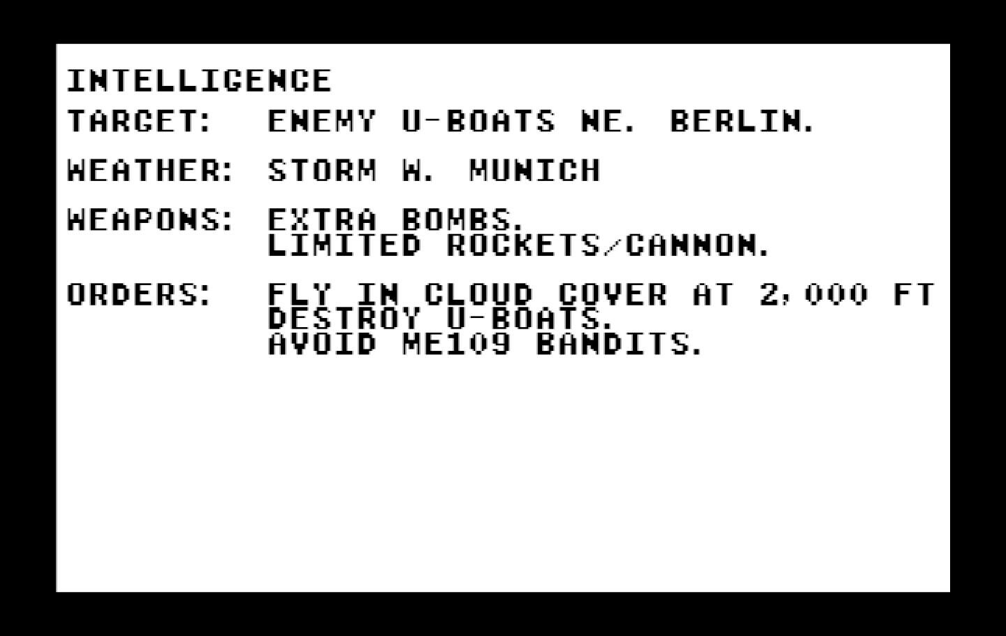 Ace of Aces IBM PC/Compatibles Screenshot: Intelligence overview.