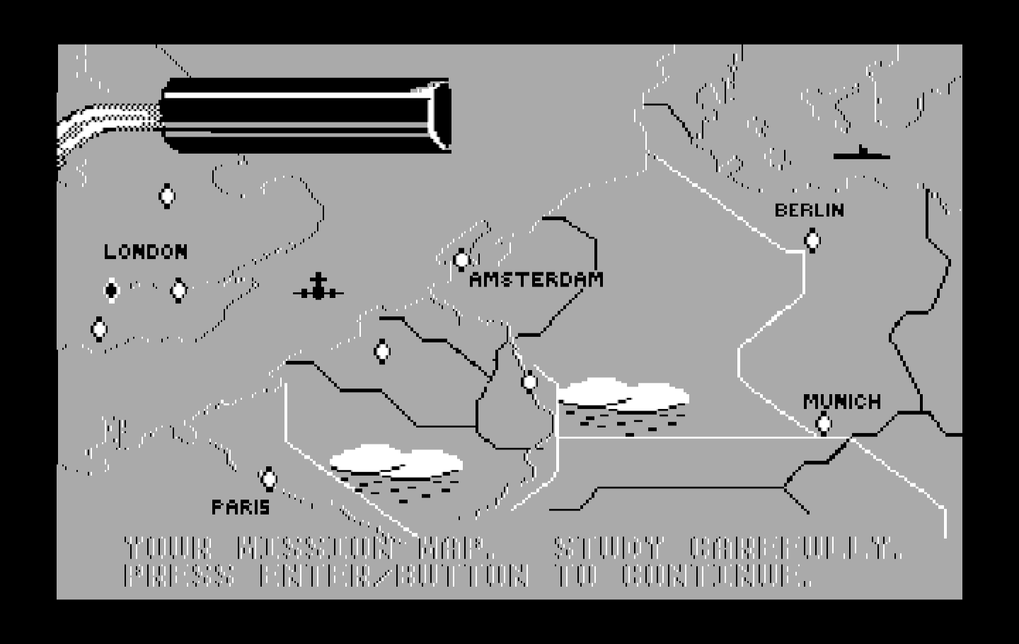Ace of Aces IBM PC/Compatibles Screenshot: Mission map.