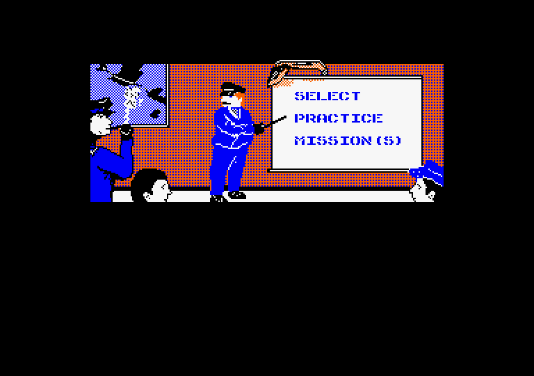 Ace of Aces Amstrad CPC Screenshot: Practice first, or go on a mission?