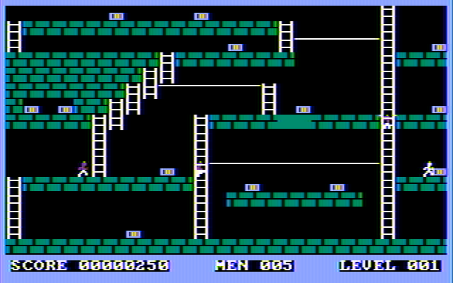 Lode Runner IBM PC/Compatibles Screenshot: Game demo mode.