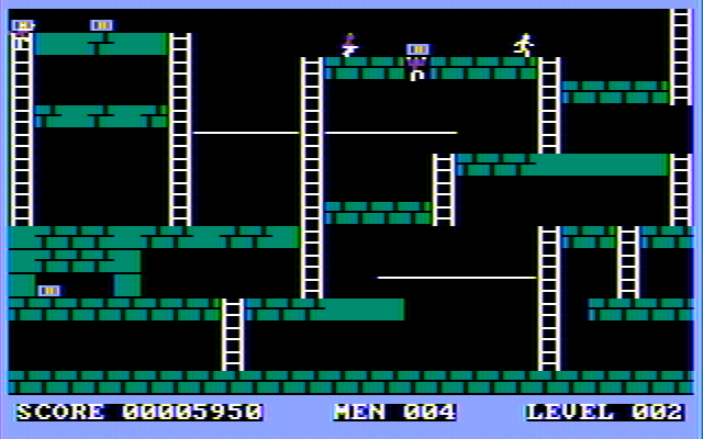 Lode Runner IBM PC/Compatibles Screenshot: Gameplay on the second level.