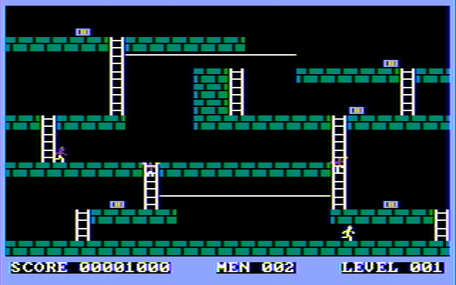 Lode Runner IBM PC/Compatibles Screenshot: Game start.