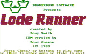 Lode Runner for IBM PC/Compatibles - Title screen.