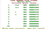 Lode Runner for IBM PC/Compatibles - The high score screen.