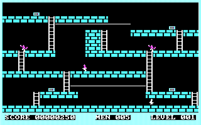 Lode Runner IBM PC/Compatibles Screenshot: Game start.