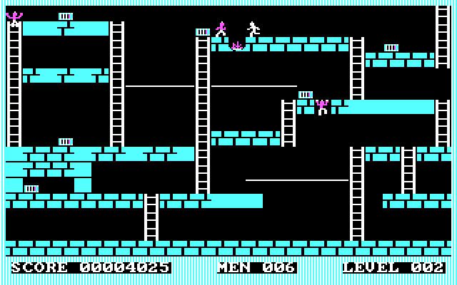 Lode Runner IBM PC/Compatibles Screenshot: Level 2; escaping from opponents...