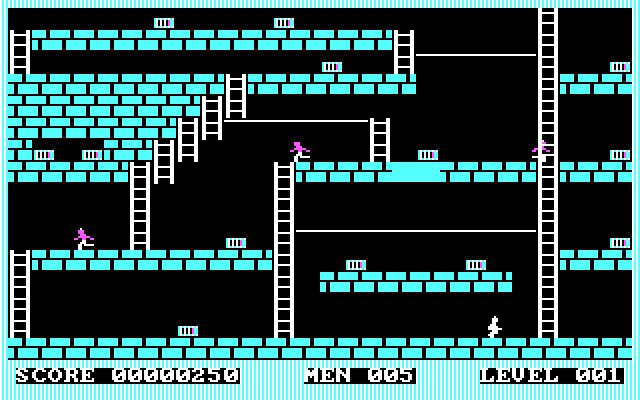 Lode Runner IBM PC/Compatibles Screenshot: Game demo mode.