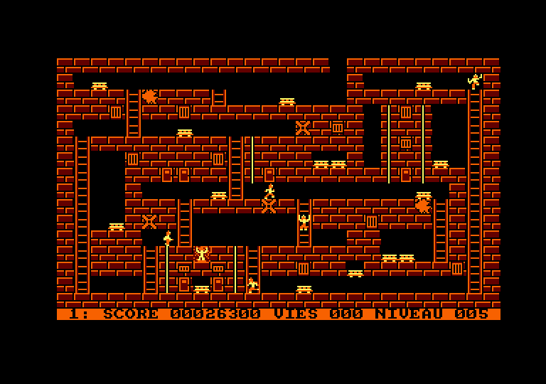 Lode Runner Amstrad CPC Screenshot: Oh no, I trapped myself in the platform!