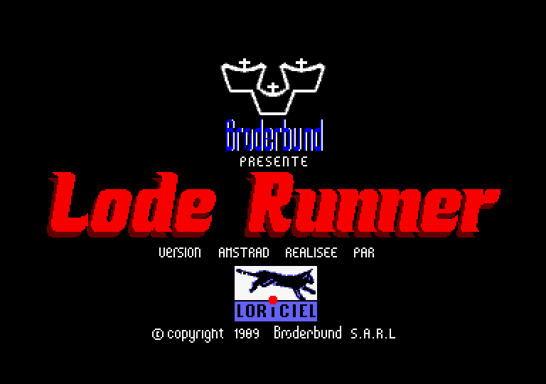 Lode Runner Amstrad CPC Screenshot: Title screen.
